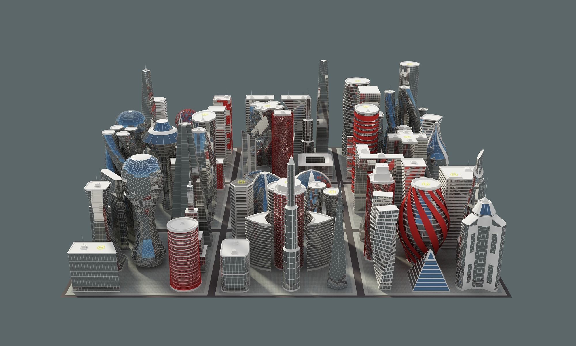 Future Building Set 67 Piece 3D model_7