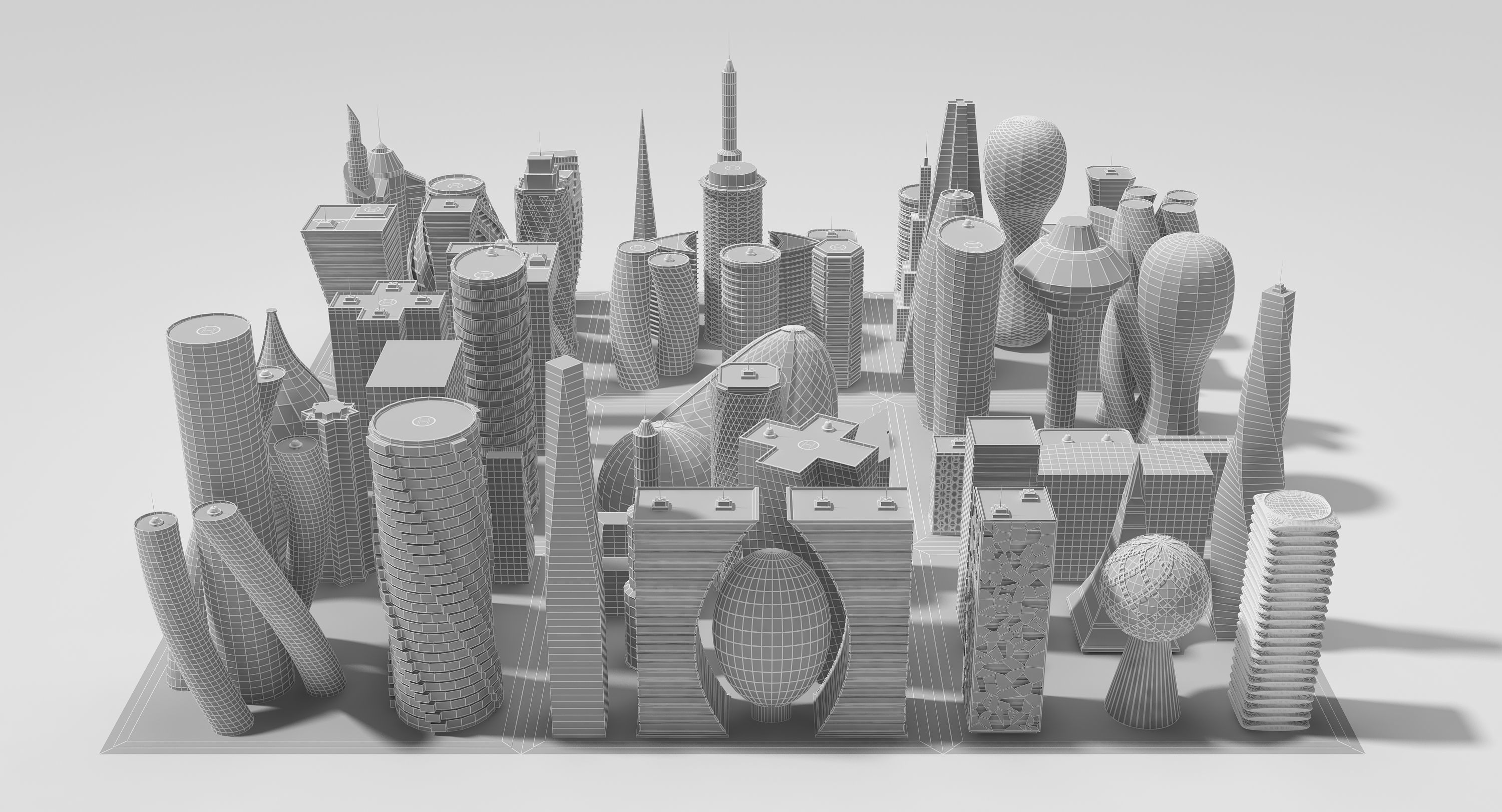 Future Building Set 67 Piece 3D model_16