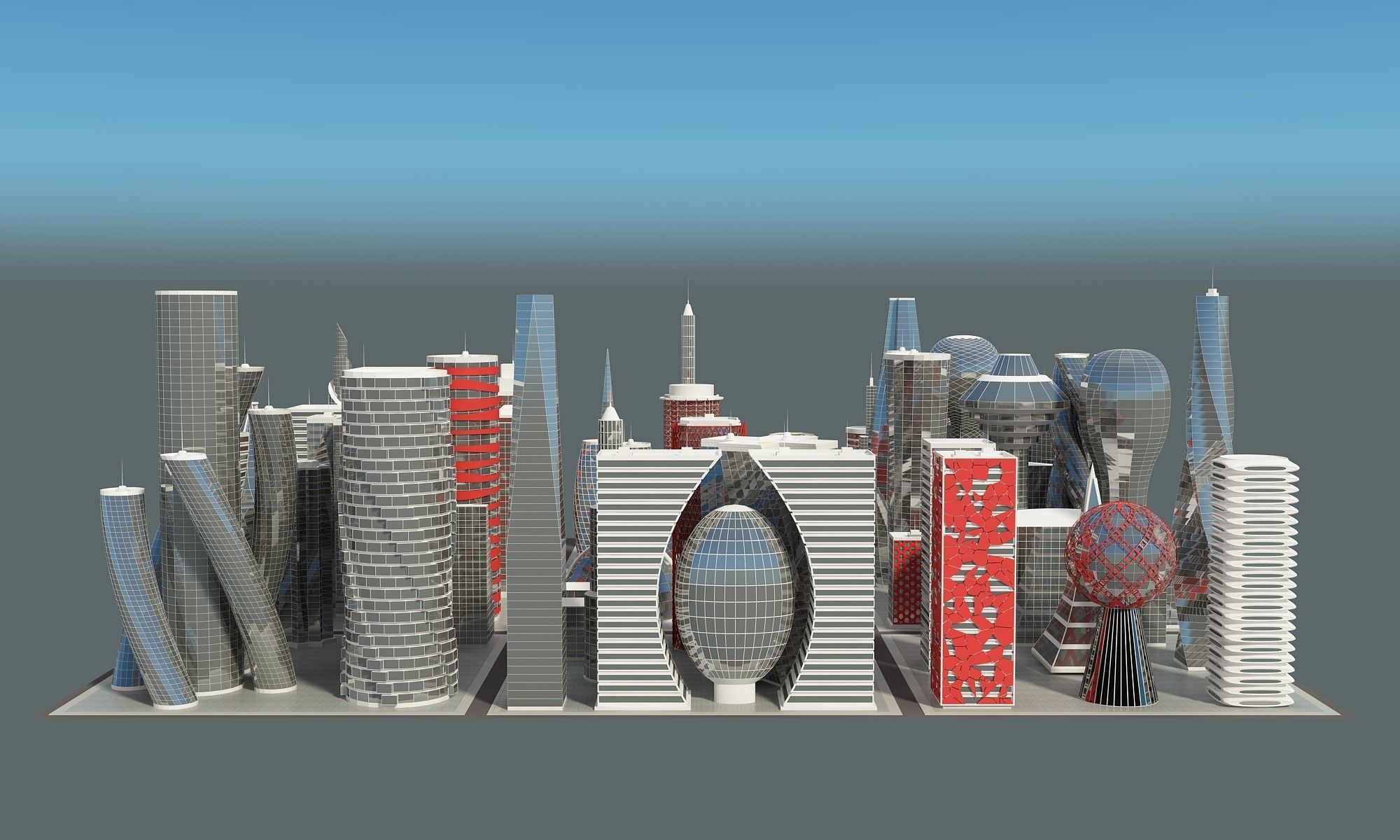 Future Building Set 67 Piece 3D model_2