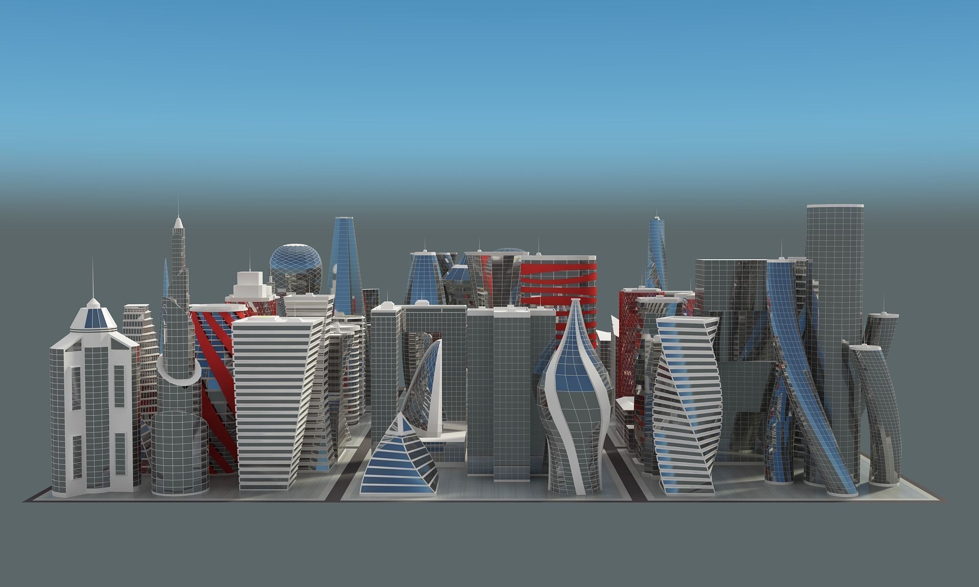 Future Building Set 67 Piece 3D model_1