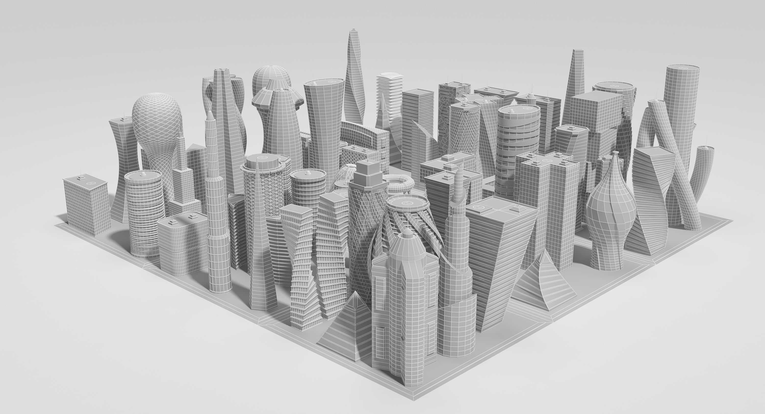 Future Building Set 67 Piece 3D model_14