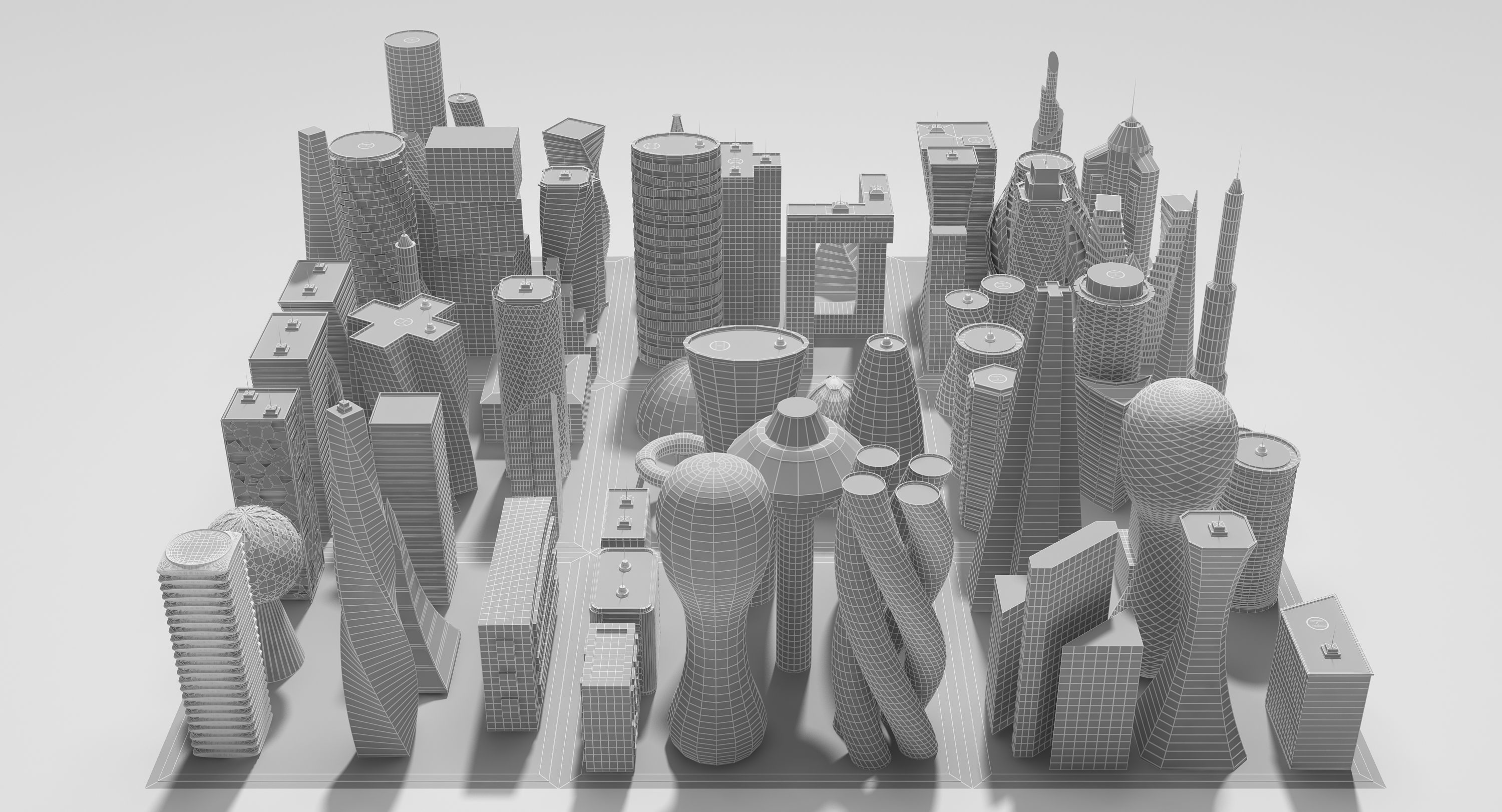 Future Building Set 67 Piece 3D model_15