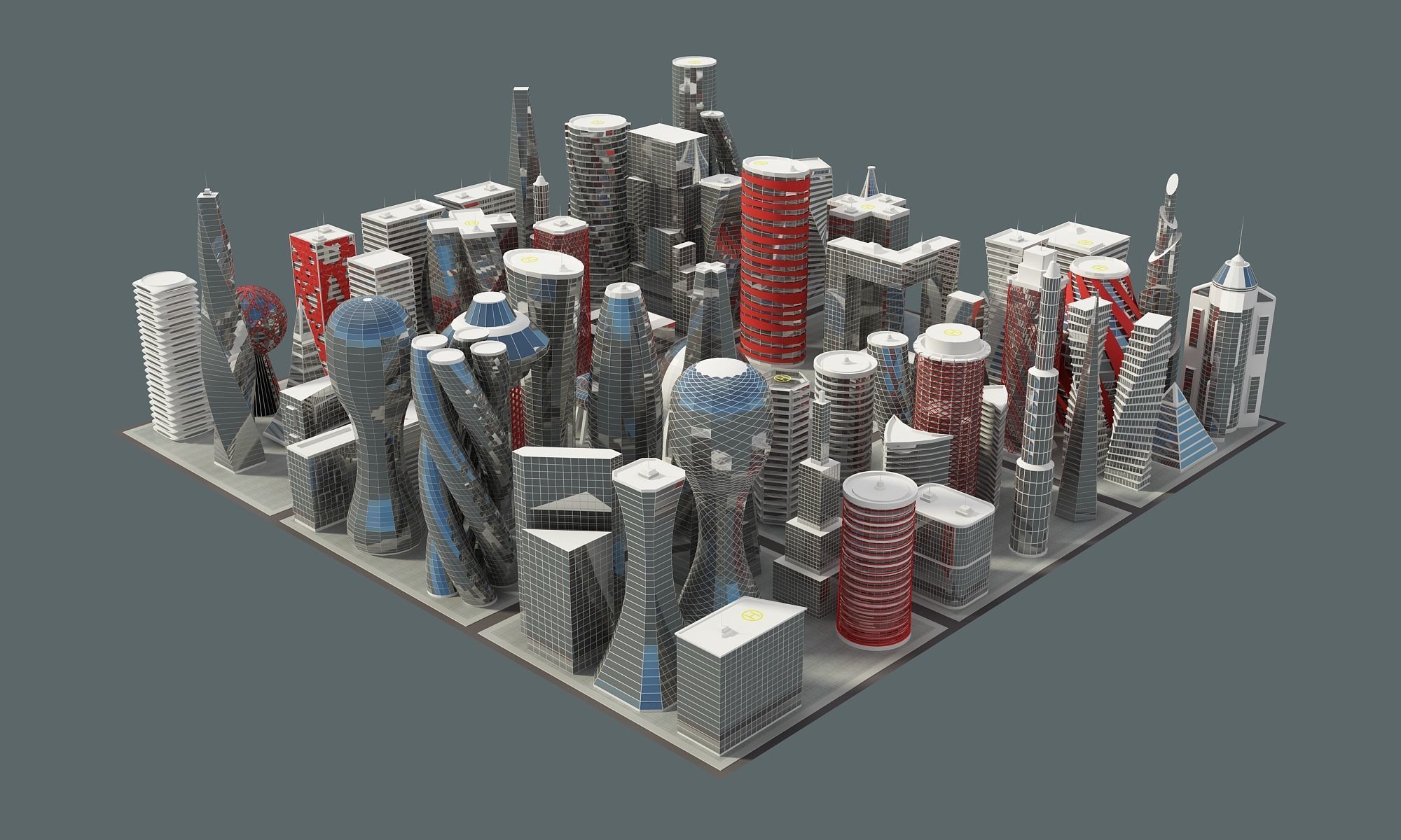 Future Building Set 67 Piece 3D model_5