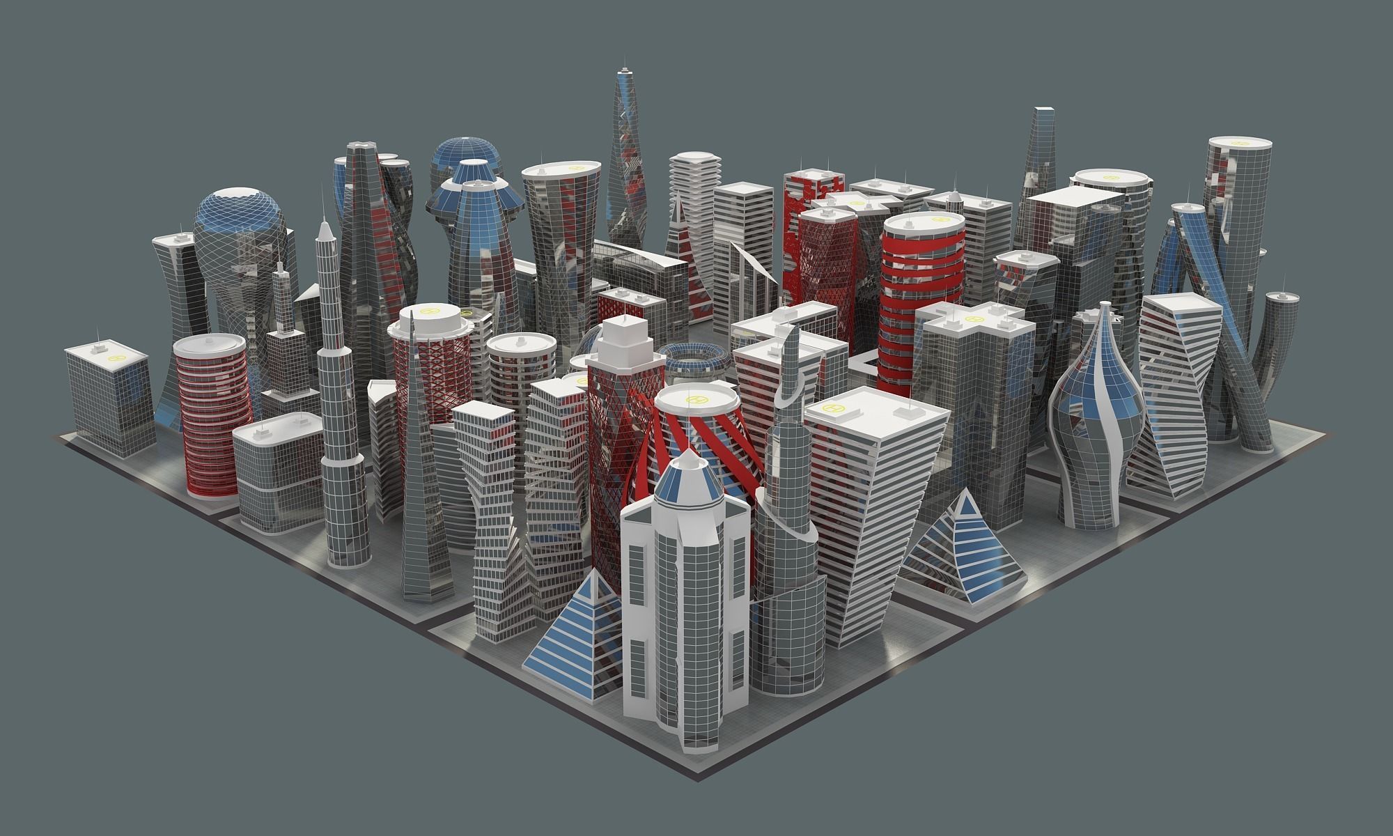 Future Building Set 67 Piece 3D model_6