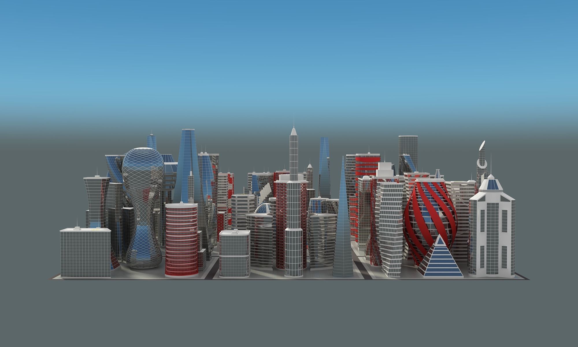 Future Building Set 67 Piece 3D model_8