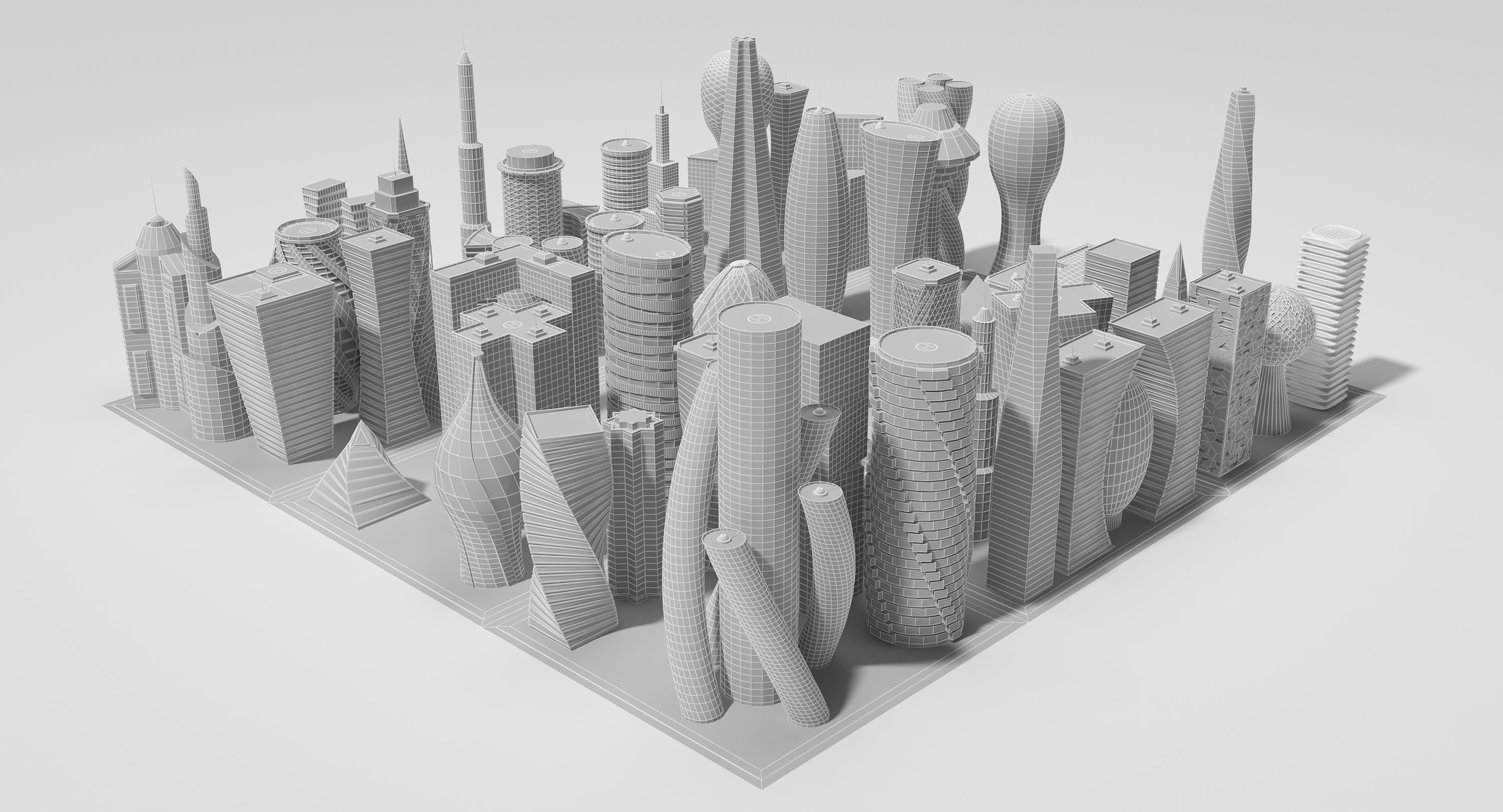 Future Building Set 67 Piece 3D model_12