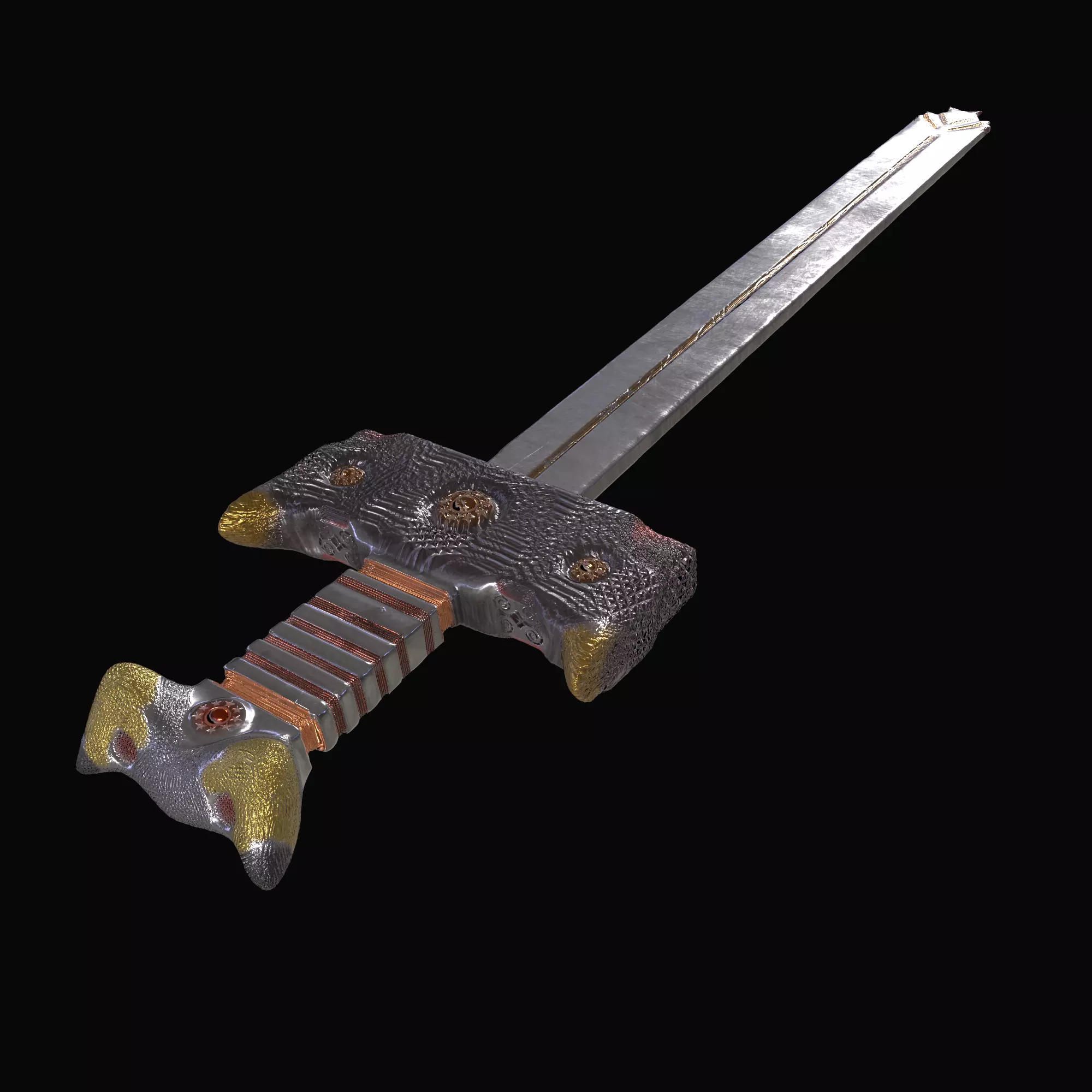 Cow handle sword By PBR Texture 4k Png 3D model_0