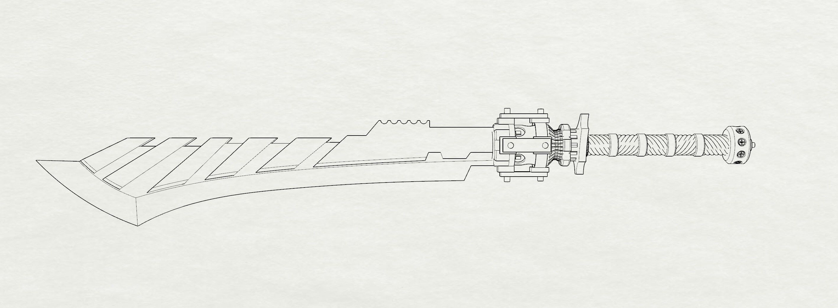 sword steampunk gear 3D print model 3D print model_7