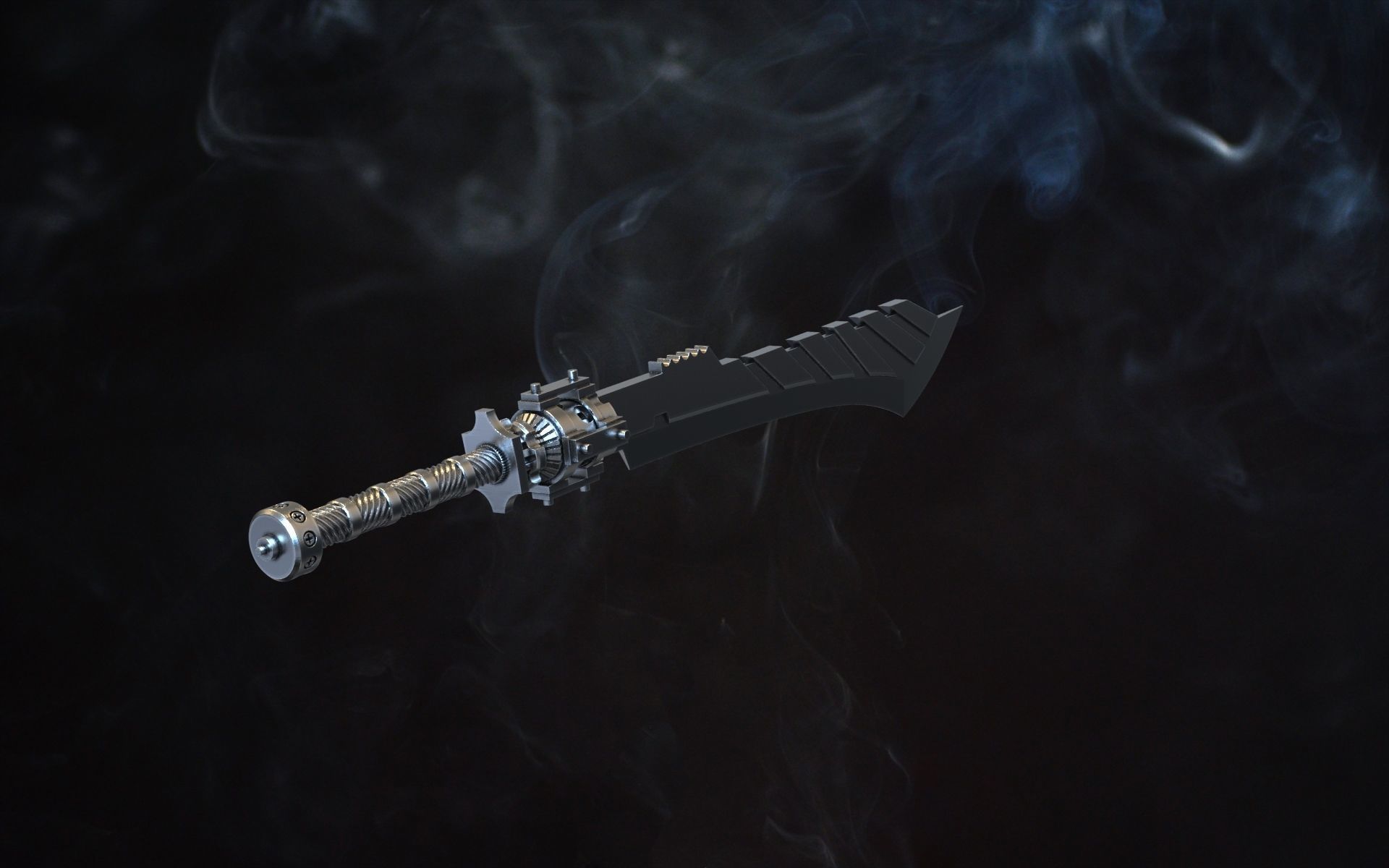 sword steampunk gear 3D print model 3D print model_10