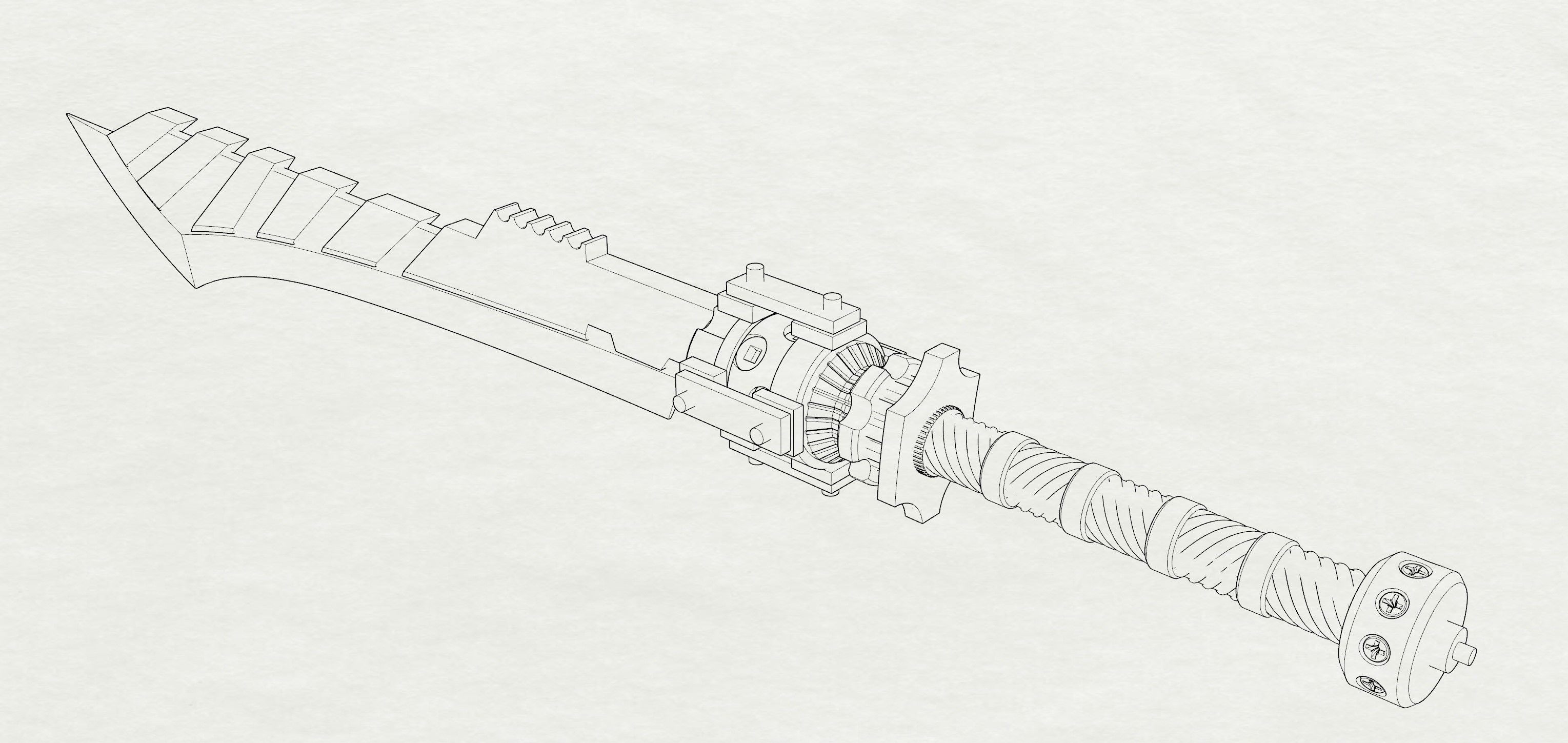 sword steampunk gear 3D print model 3D print model_6