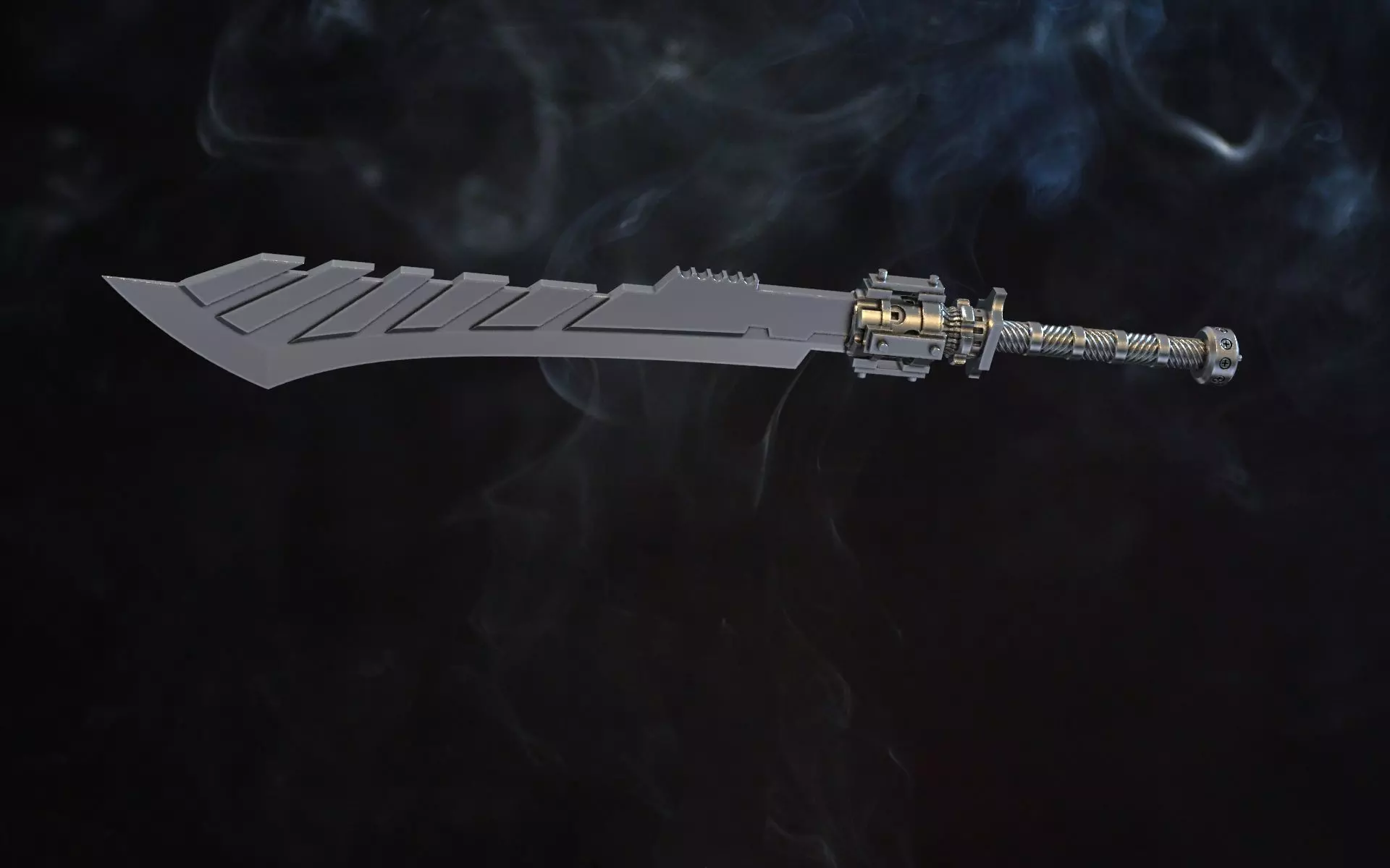 sword steampunk gear 3D print model 3D print model_0