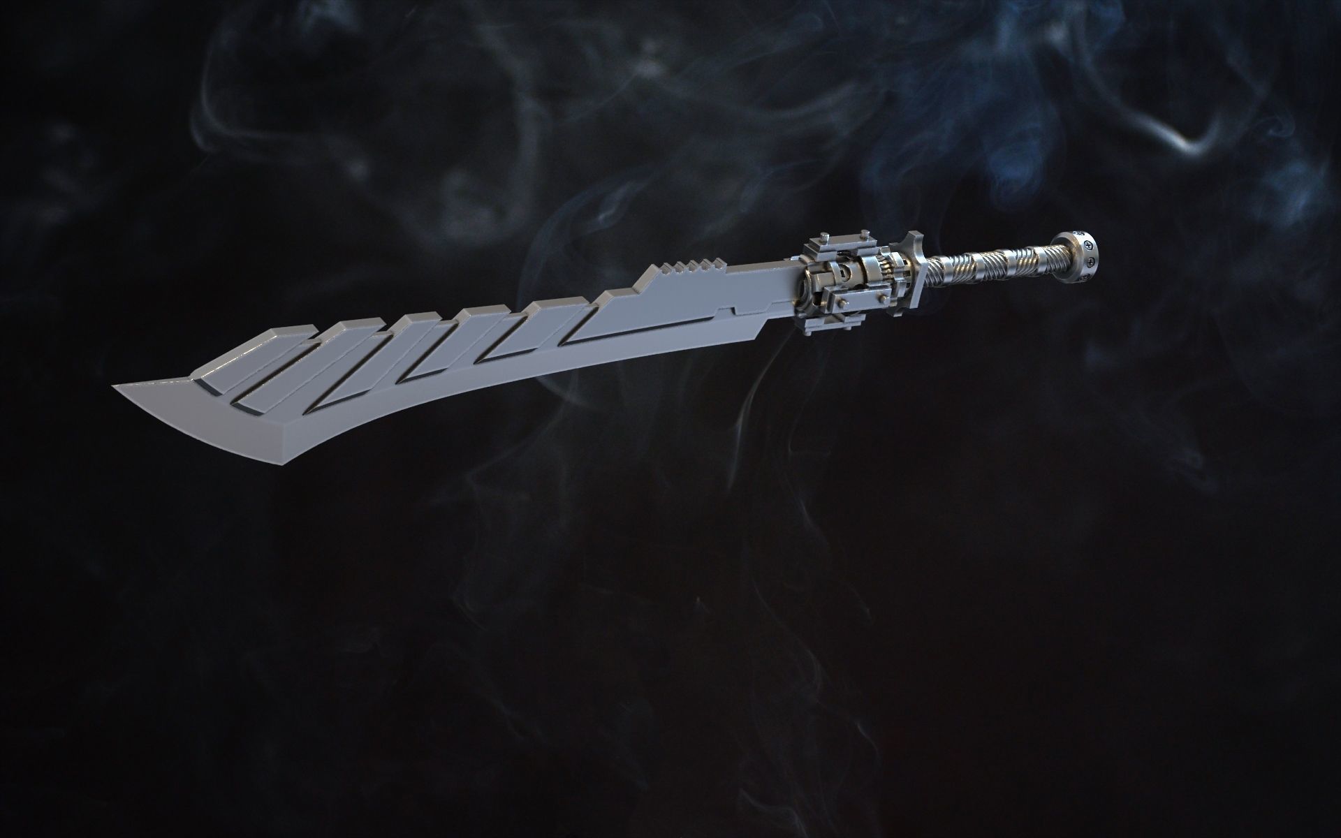 sword steampunk gear 3D print model 3D print model_8