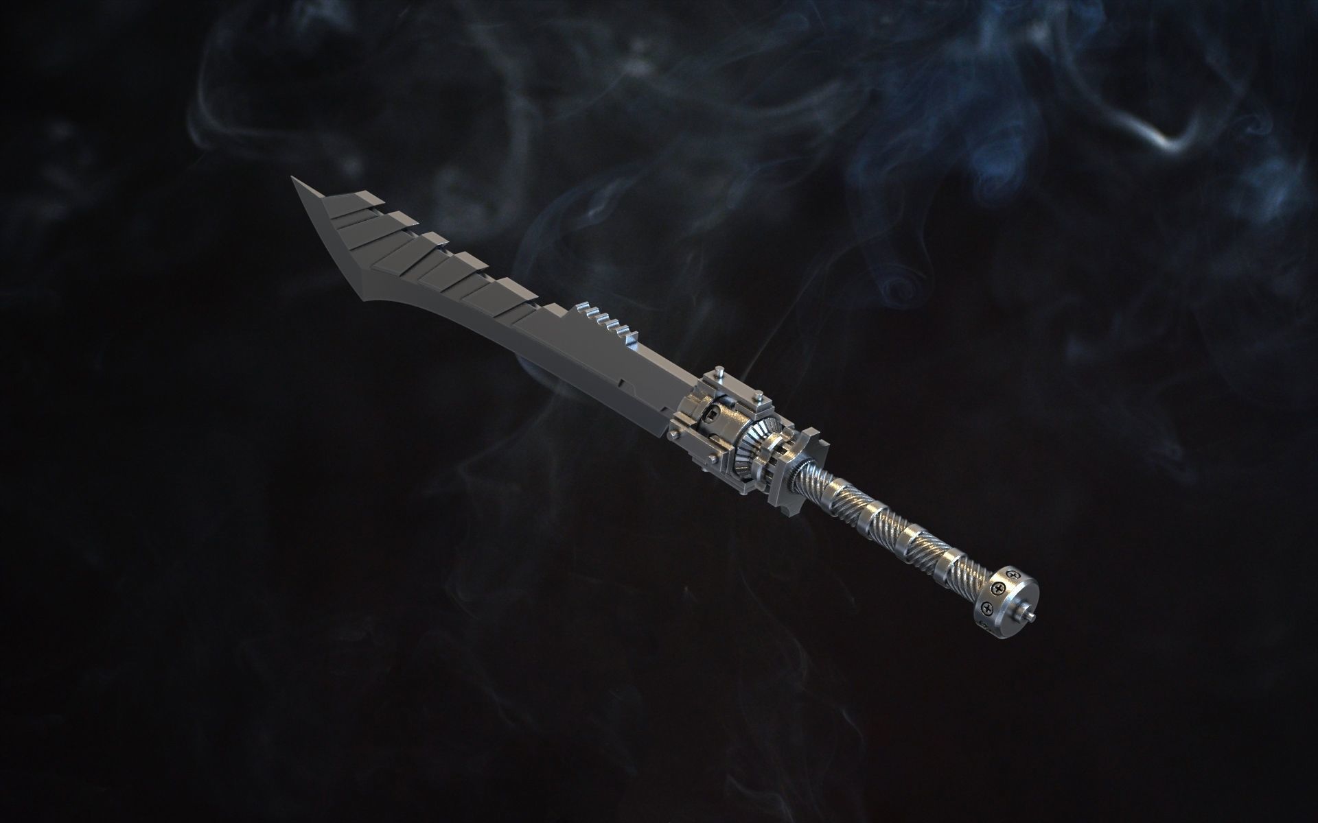 sword steampunk gear 3D print model 3D print model_9