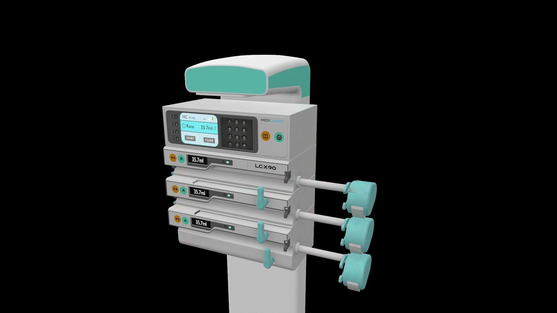 Syringe Pump Medical Model Low-poly 3D model_9