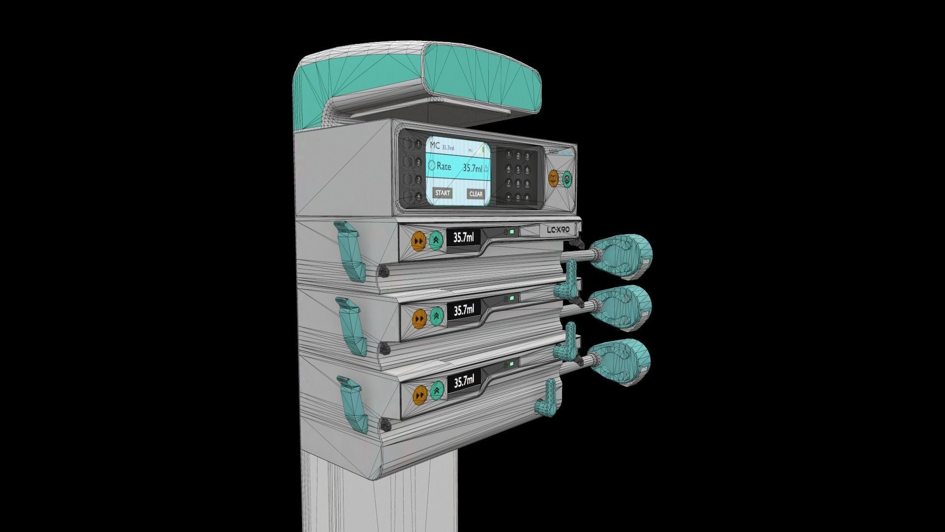 Syringe Pump Medical Model Low-poly 3D model_14