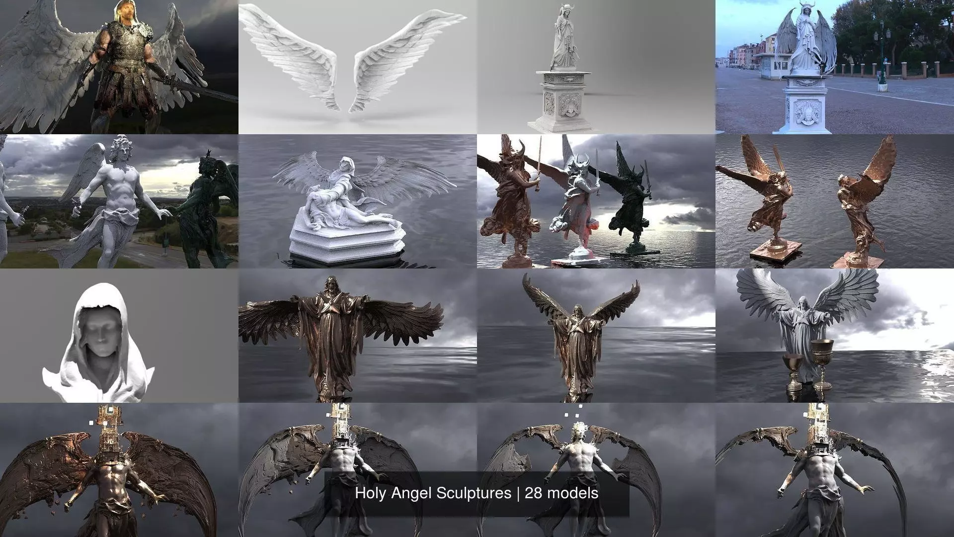 Holy Angel Sculptures 3D Model Collection_0