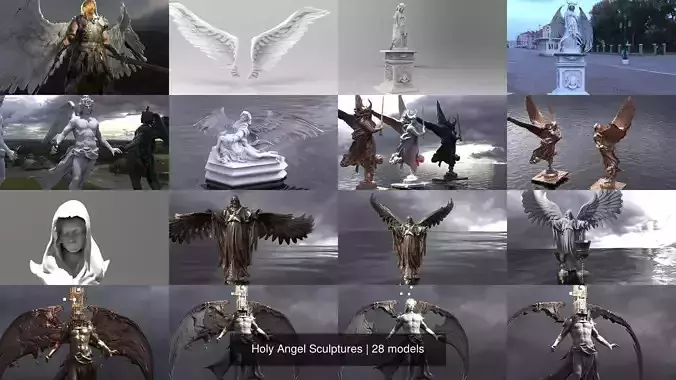 Holy Angel Sculptures 3D Model Collection