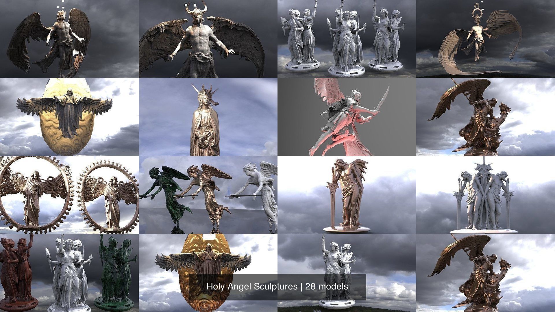 Holy Angel Sculptures 3D Model Collection_2