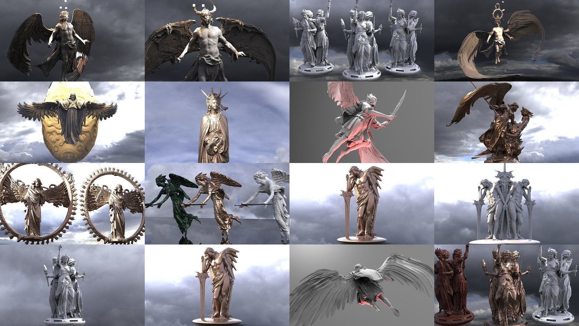 Holy Angel Sculptures 3D Model Collection_1