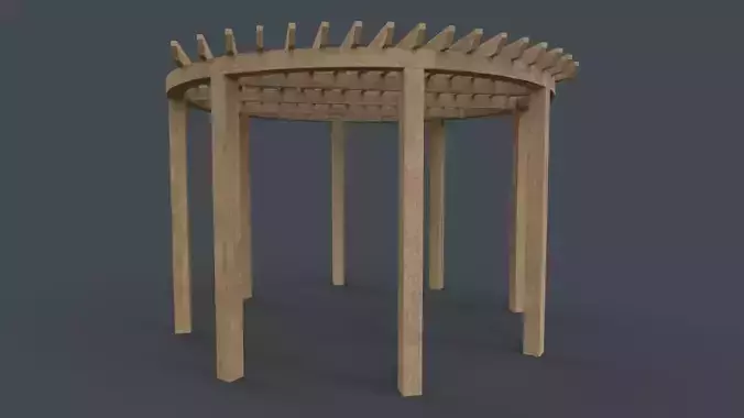 PBR Wooden Pergola Gazebo A2 Low-poly 3D model