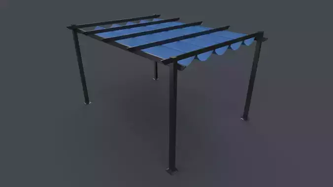 PBR Wooden Pergola Gazebo A3 Low-poly 3D model