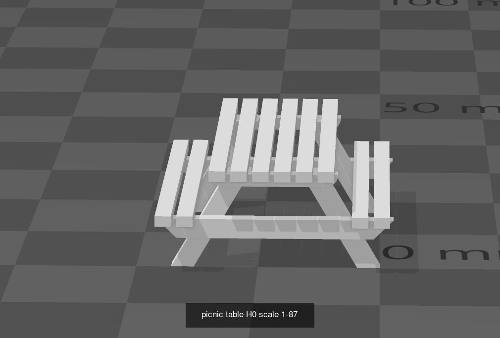 HO Scale barbeque-Picnic Benches 3D Model Collection_1