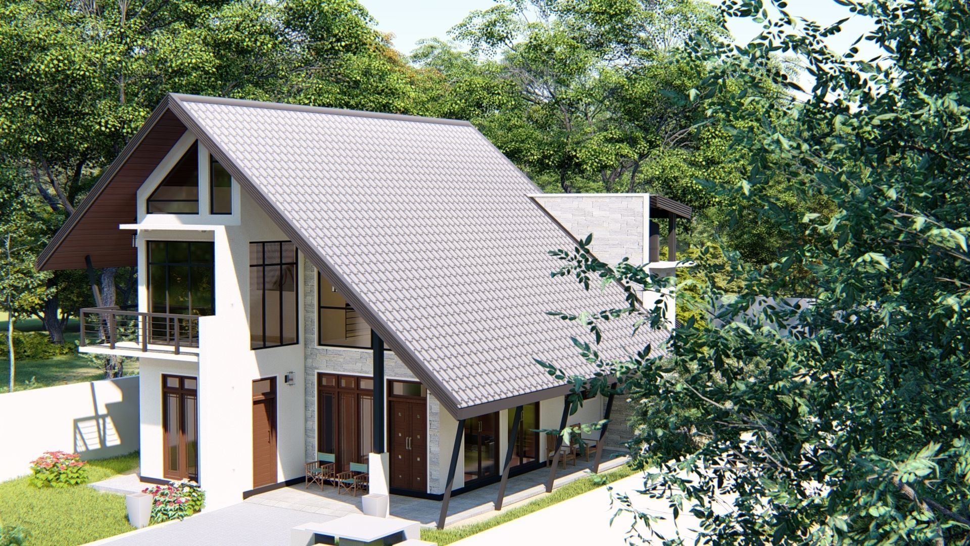 Private Family Cottage 3D model_3