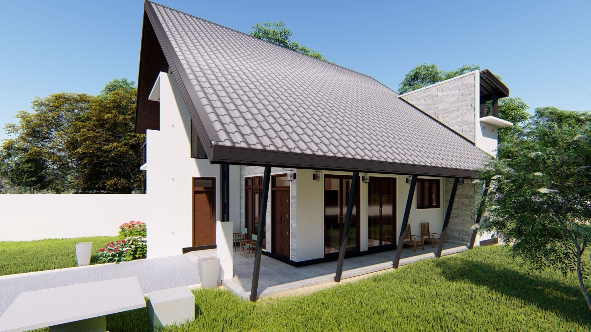 Private Family Cottage 3D model_4