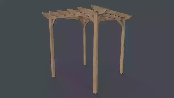 PBR Wooden Pergola Gazebo A5 Low-poly 3D model