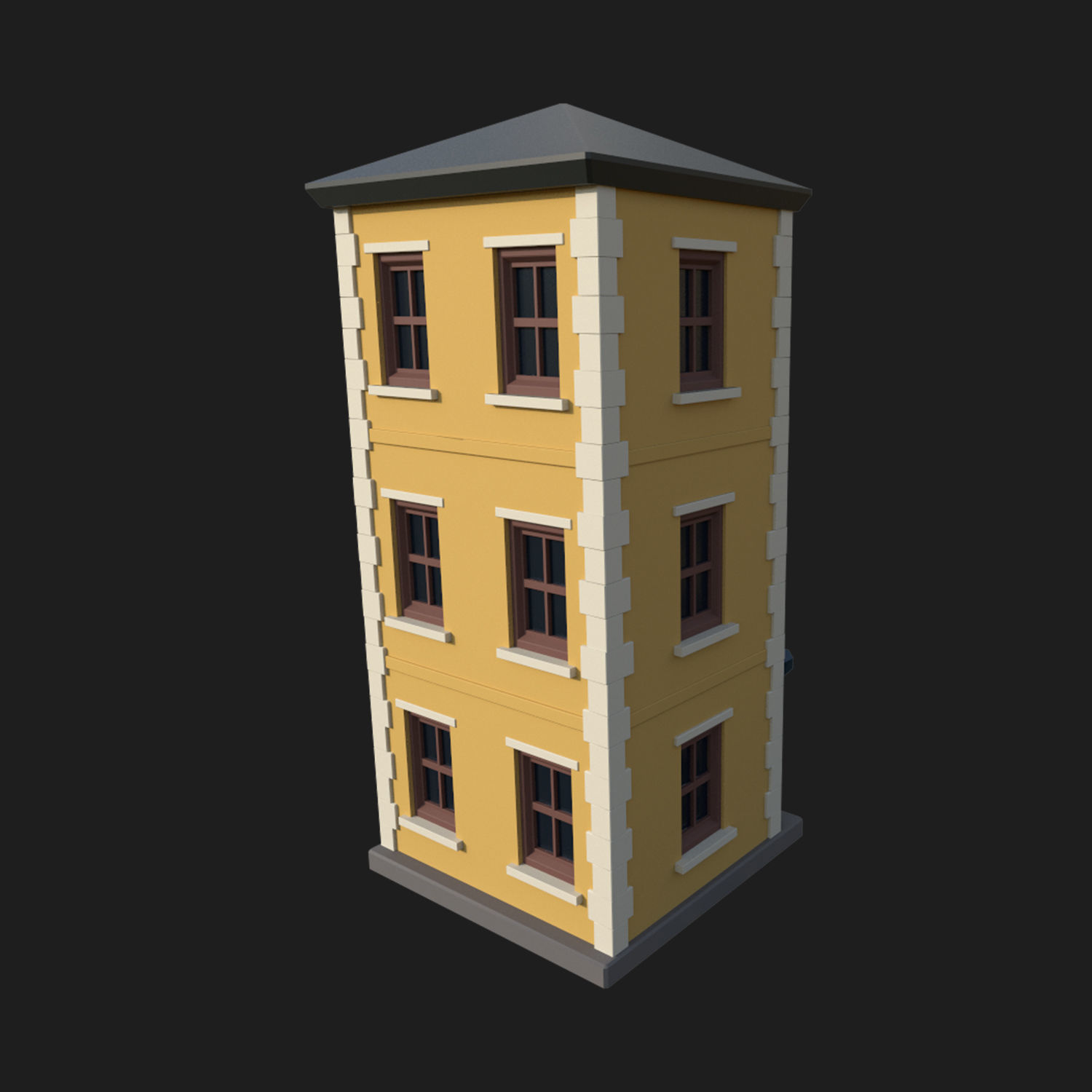 Lowpoly Building Hotel Low-poly 3D model Low-poly 3D model_2