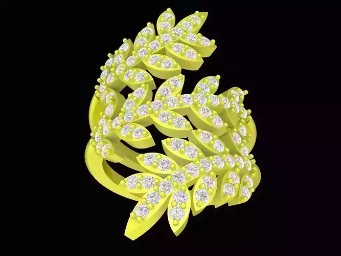 luxury asian diamond leaf ring 4291