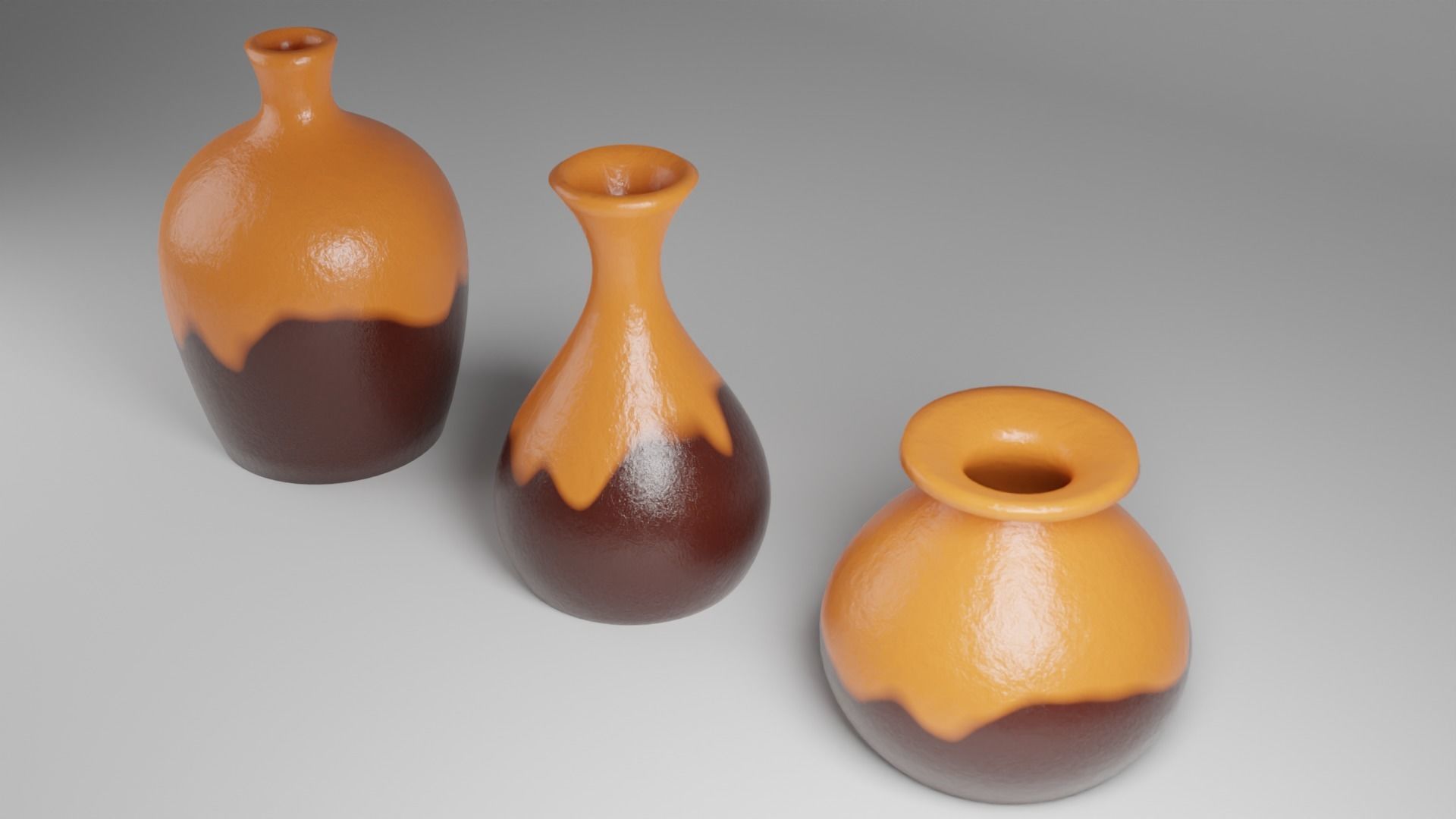  clay pots Low-poly 3D model_4