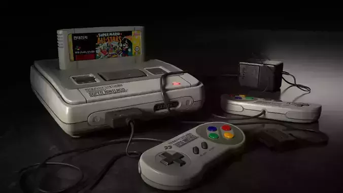 nintendo game console with two controllers