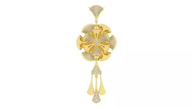 pendant gold dangle with diamonds 3D print model
