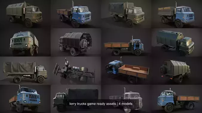 IFA w50 lorry trucks game ready assets 3D Model Collection