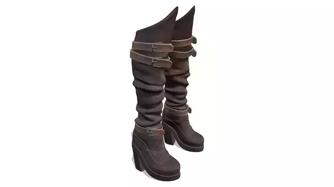 Medieval Fantasy Knee High Heel Boots