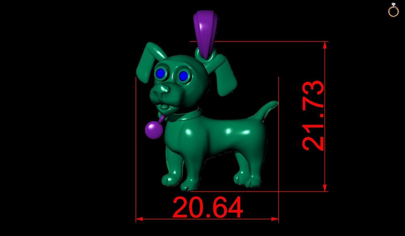 pendant dog 3D print model_1