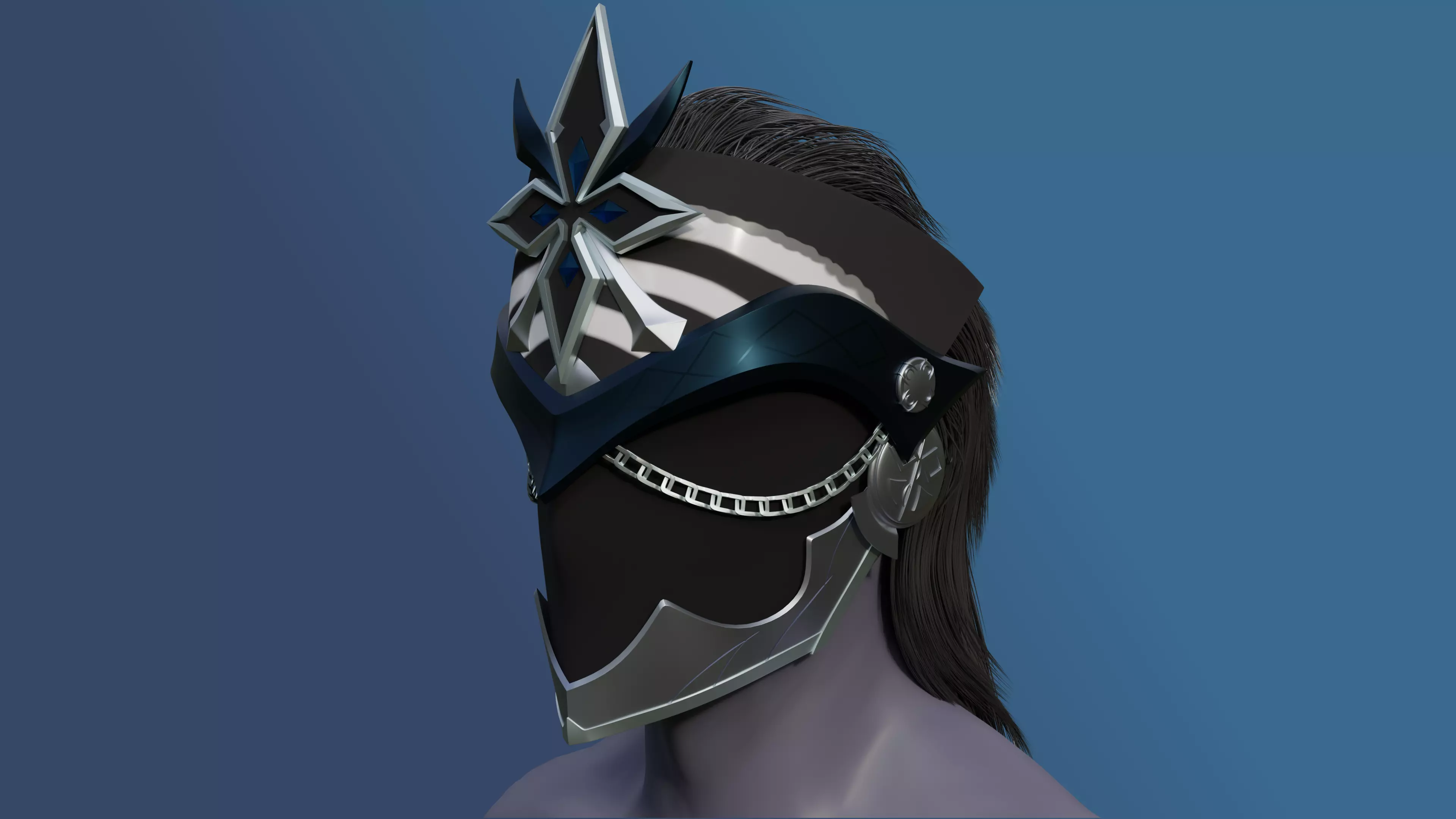 A WINTER NIGHT GENSHIN IMPACT COSPLAY MASK CAPITANO 3D print model