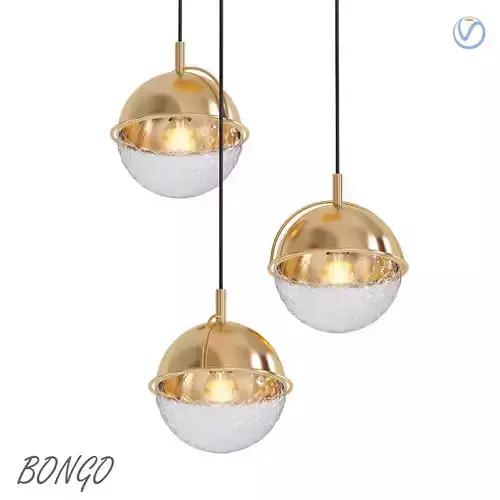 Bongo three gold and glass ball pendant lights