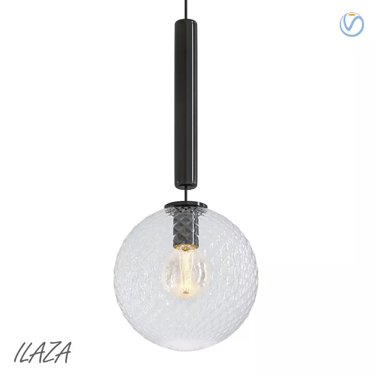 ILAZA pendant light with glass globe hanging from it 3D model