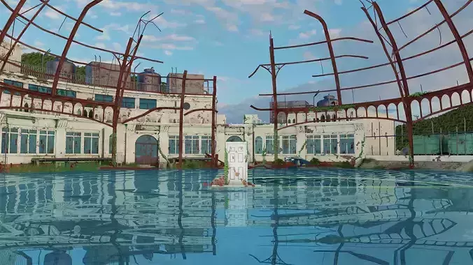 Suzume Scene - Realistic Abandoned Building Project 3D model