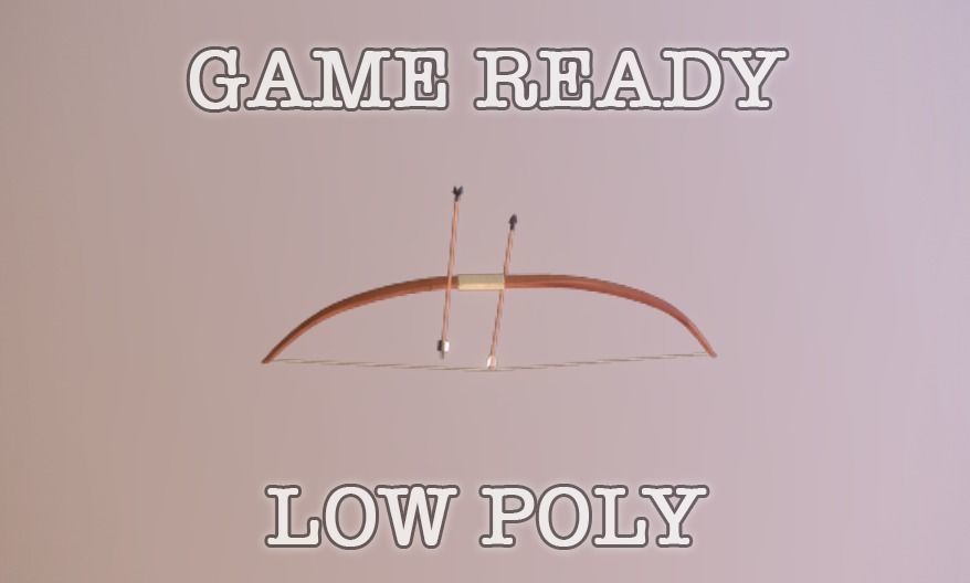 Game Ready Bow And Arrows Low-poly 3D model_0