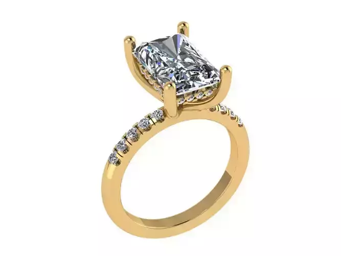 Ring498 princess cut diamond engagement ring gold 3D print model