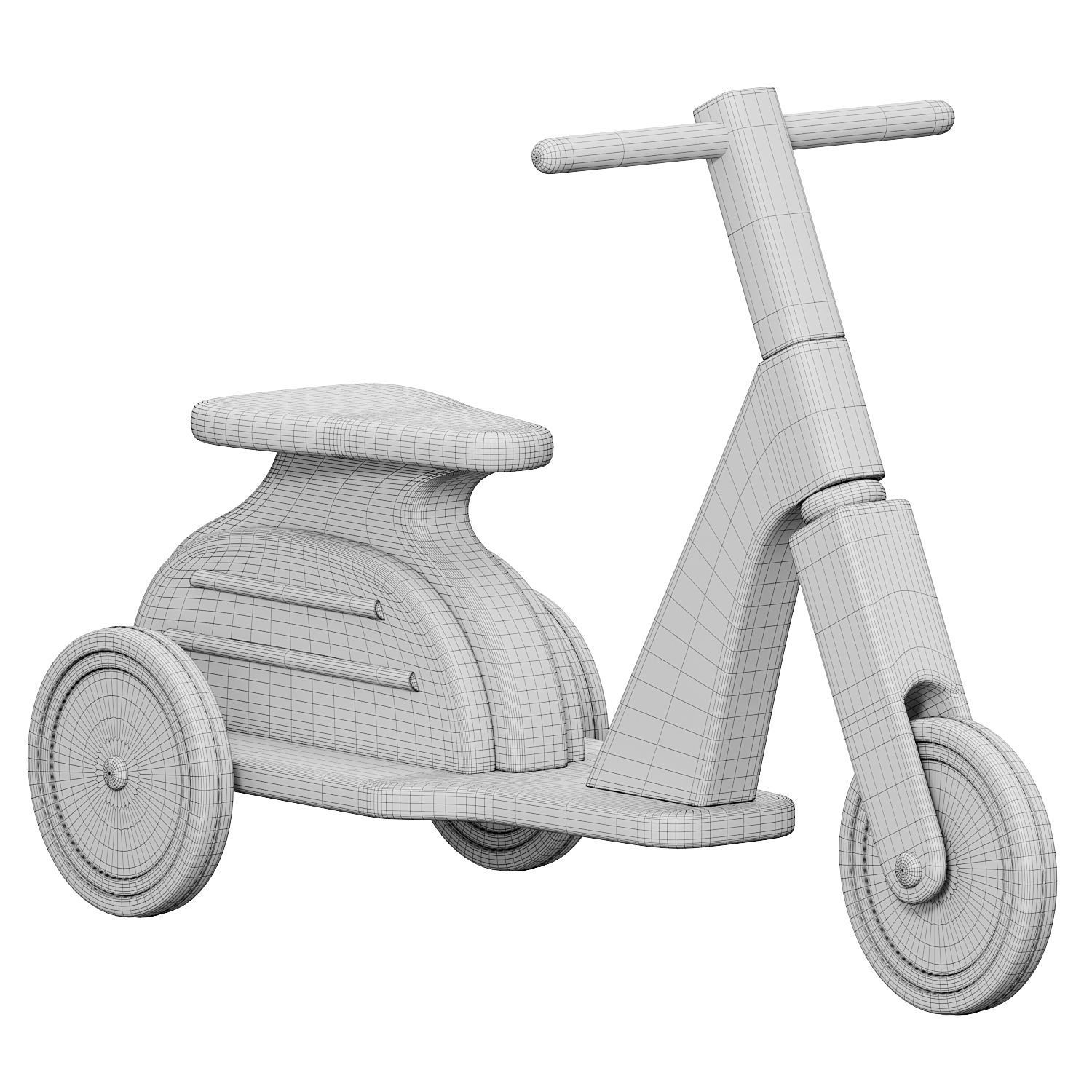 scooter toy wooden tricycle 3D model_2