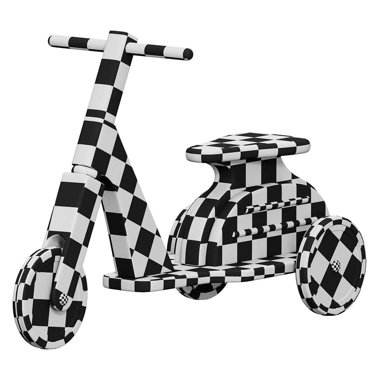 scooter toy wooden tricycle 3D model_3