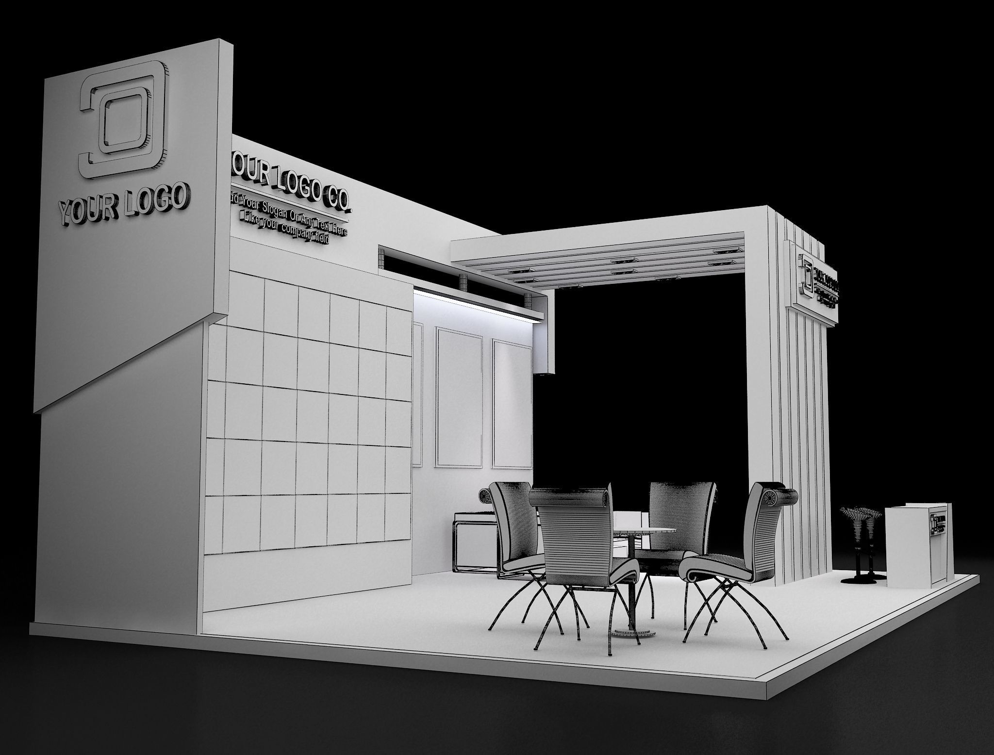 Booth Exhibition Stand a646 3D model_11