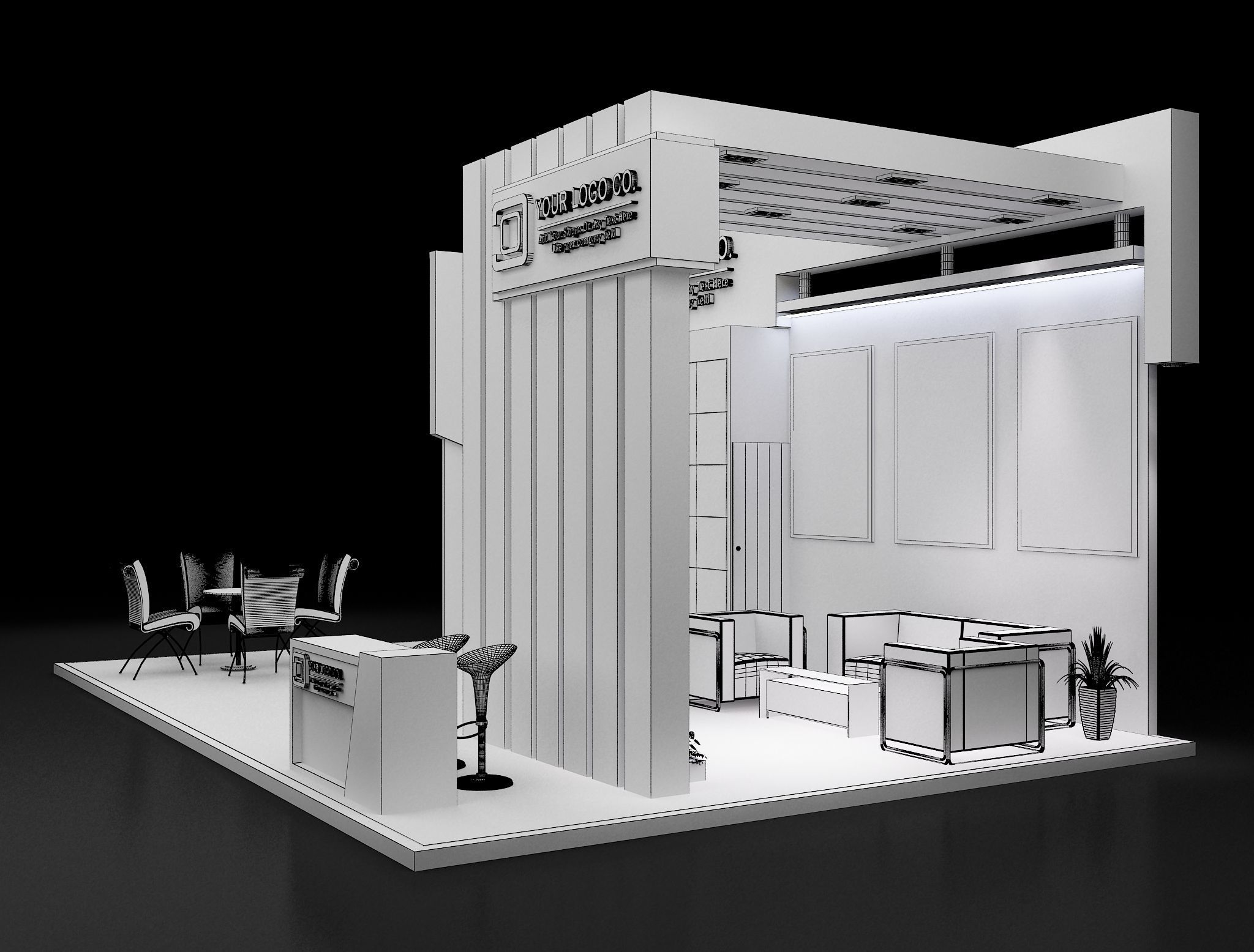 Booth Exhibition Stand a646 3D model_3