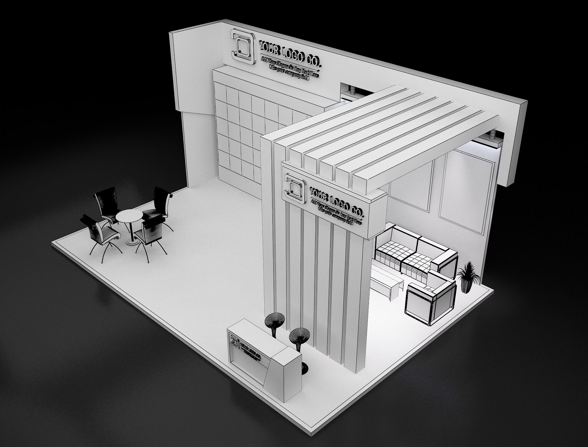 Booth Exhibition Stand a646 3D model_9