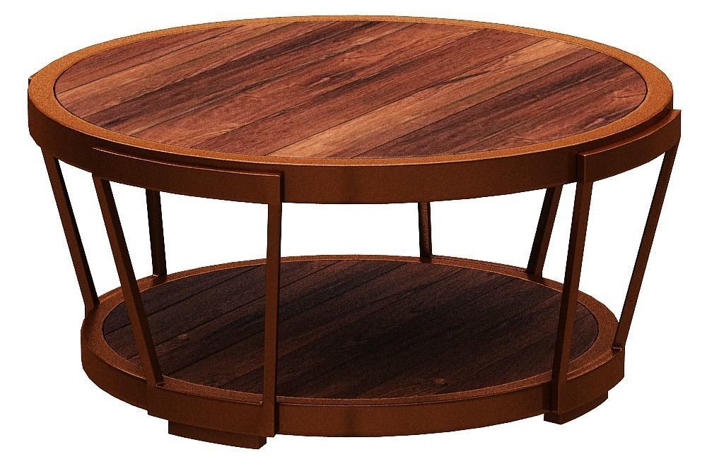 center table wood with metal Low-poly 3D model_2