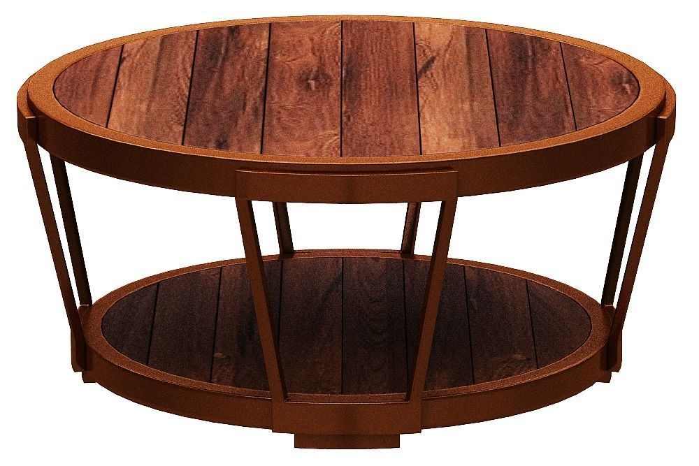 center table wood with metal Low-poly 3D model_3